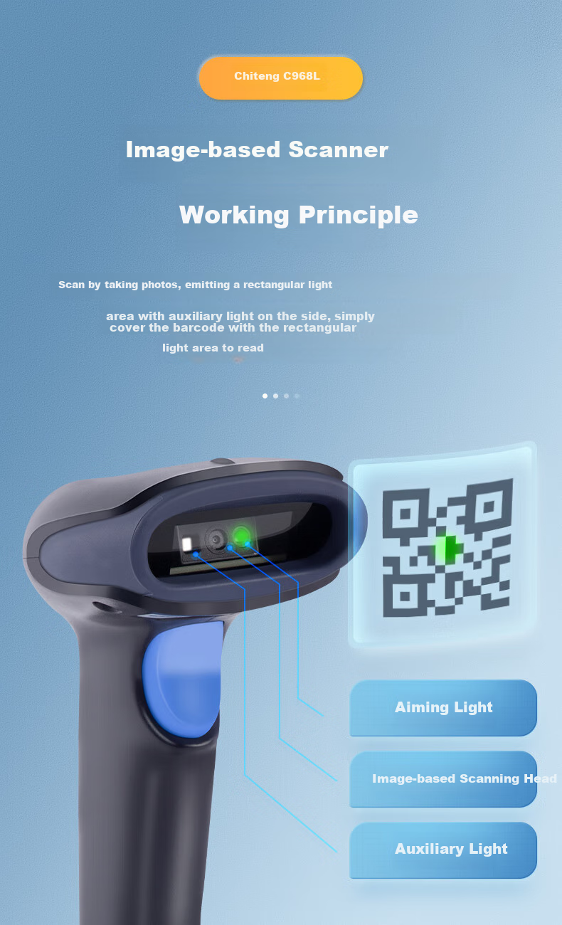Chiteng Wired One-Dimensional And Two-Dimensional Image Scanning Gun, Pharmaceutical Traceability Scanner, Retail Express Warehouse Logistics Supermarket Product Barcode WeChat Pay Cashier Scanner C968L 4