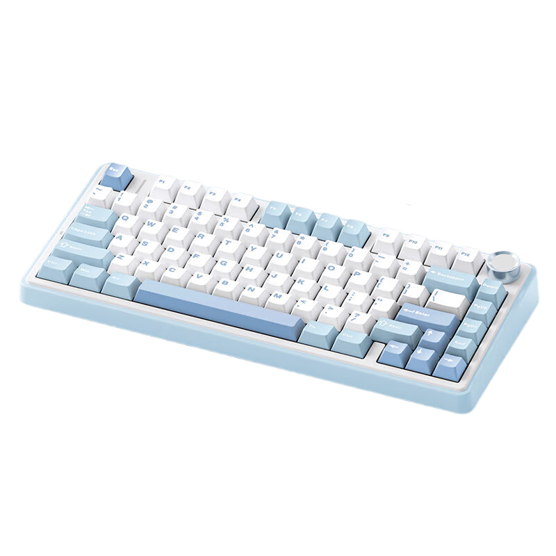 AULA F75 Wireless Custom Mechanical Keyboard Wireless Bluetooth Tri-Mode Wired Gasket Structure 80-Key Hot-Swappable Gaming Office Sea Salt Blue New Moon Switch