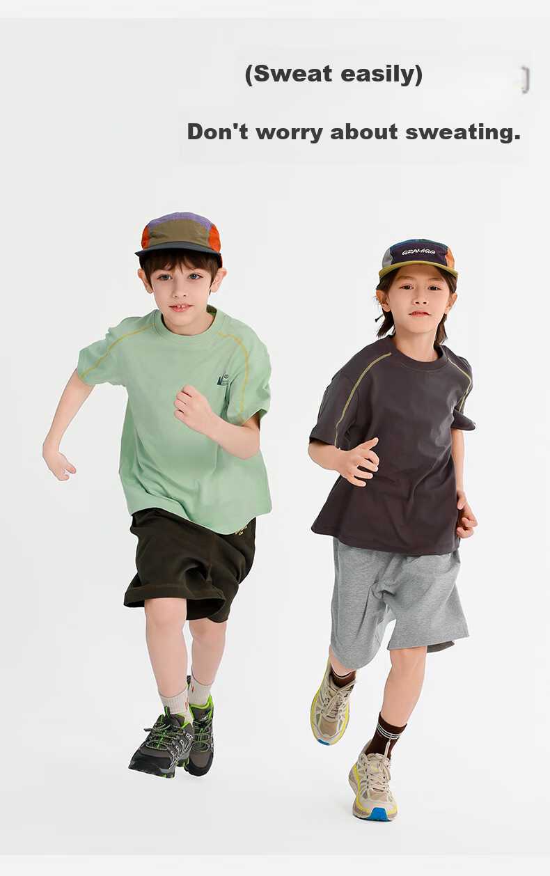 BANDOCIN Boys' Summer Short-Sleeve T-Shirt, 2026 New Style for Older Children, Sports Quick-Dry Top, Twilight Purple-Gray, Size 120 2