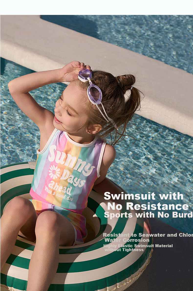Aimer Kids Vacation Swimsuit Set for Girls, Sun Protection 50+, Chlorine Resistant One-Piece Style 120 3