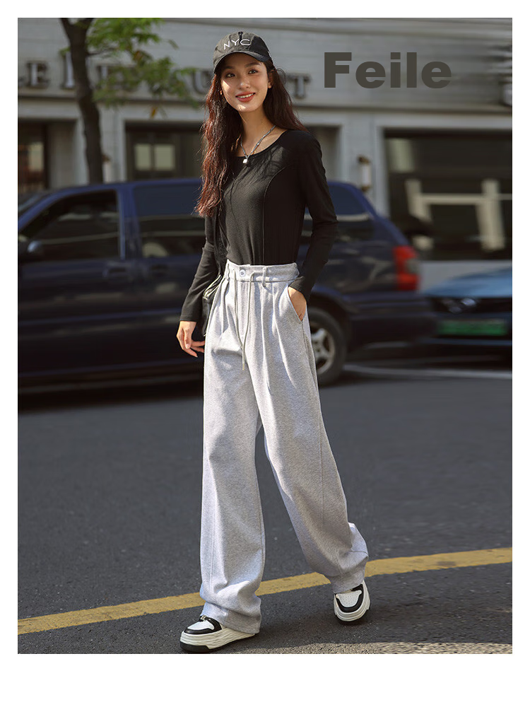 Dme [Straight-Leg Casual Pants] Spring 2023 Korean-Style Relaxed Fit Slimming Casual Trousers for Wome 7