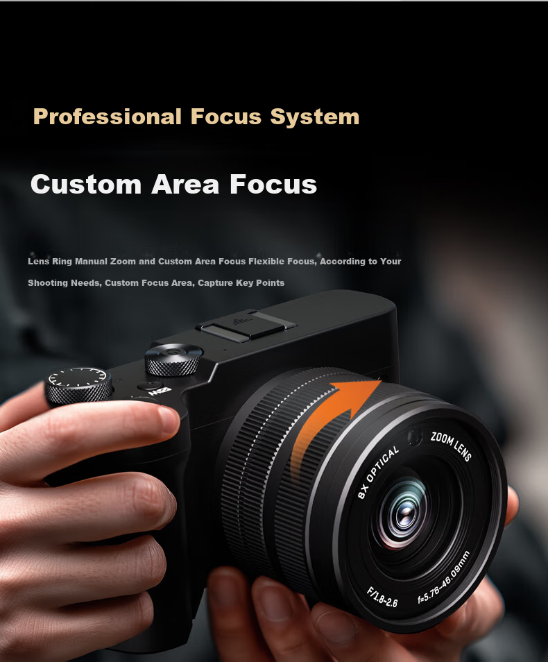SONGDIAN Digital Camera with Dual Front And Rear Sensors, 8X Optical Zoom, F/1.8 Large Aperture, High-Definition Mirrorless Vlog Camera, DC209x Official Standard Configuration, 256GB Memory, White 11