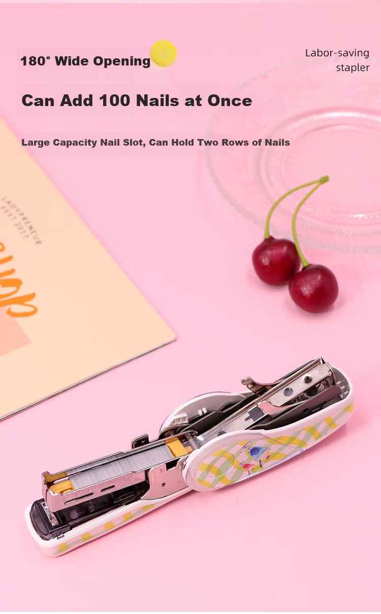 MAX Meksitai Limited Import Low-Effort Stapler for Students And Office Use with Built-In Staple Remover, Can Staple 2-32 Pages, Compatible with No.10 Staples, Cream Soda Flavor 5
