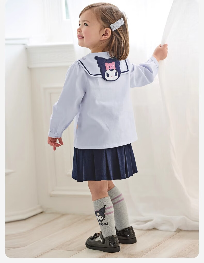 DAVE & BELLA Kuromi Collaboration Children's Mid-Calf Socks, Girls' Autumn School-Style Socks, Stylish 7