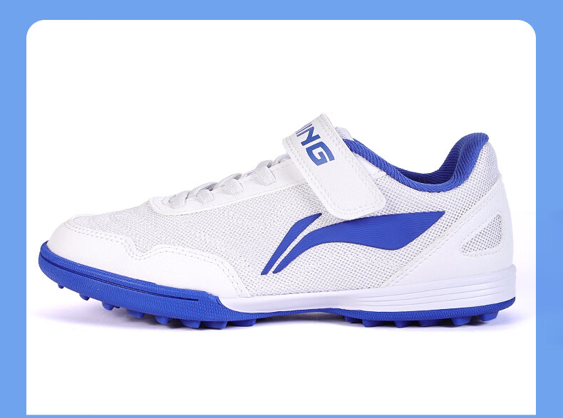 Li-Ning Children's Soccer Shoes, for Ages 6-12 Youth Professional Football Boots, TF Turf Cleats, Boys' Breathable Cleats for Summer, Blue, Size 36 31