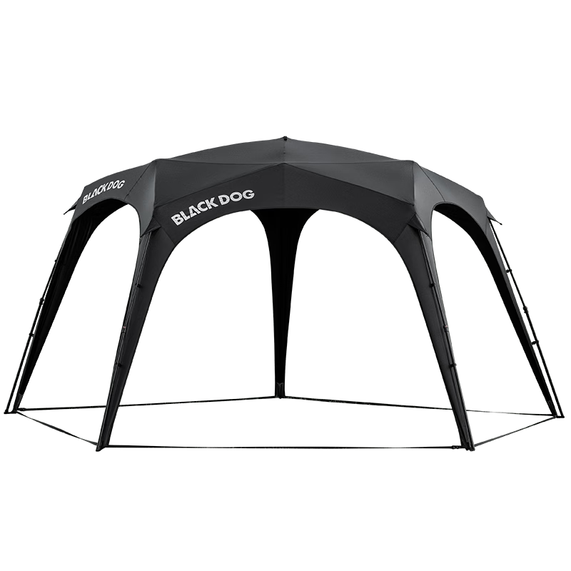 Black Dog Blackout Pentagonal Dome Canopy Quick-Open Self-Standing Sunshade with Chimney Port Zipper Version