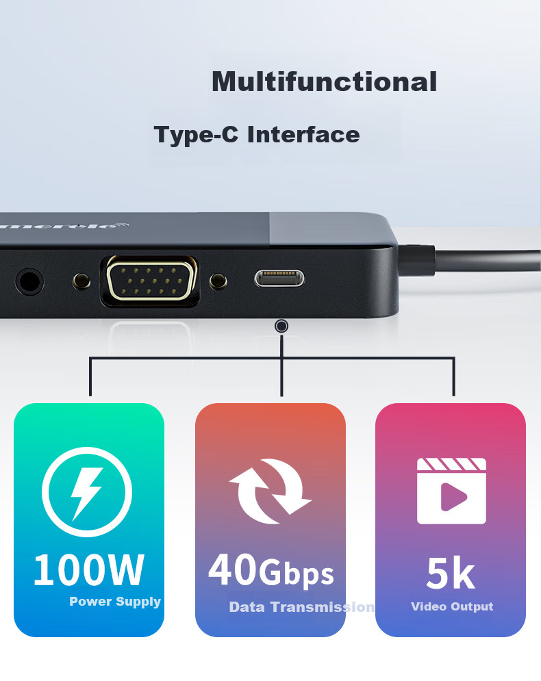Lemorele Type-C Expansion Dock, 10-In Dual HDMI, 4K Multi-Screen Display, VGA, USB*3, SD/TF, AUX Compatible, Thunderbolt 3/4, Apple And Huawei Computer Expansion Dock, Universal TC94 5