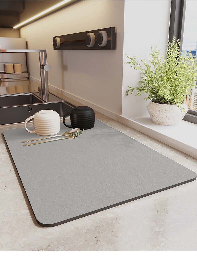 Qiqijia Kitchen Countertop Draining Mat, Bar Counter Cup Bowl Plate Drying Mat, Sink Silicone Mud Absorbent Mat, Heat Insulation Placemat 1