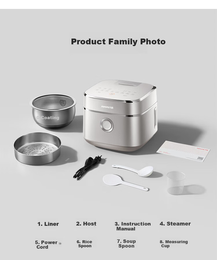 Joyoung Space Series Home Use 2024 Model, 0 Coating 4L Uncoated Rice Cooker, 316L Stainless Steel Inner Pot, Electric Rice Cooker 40N1U 37