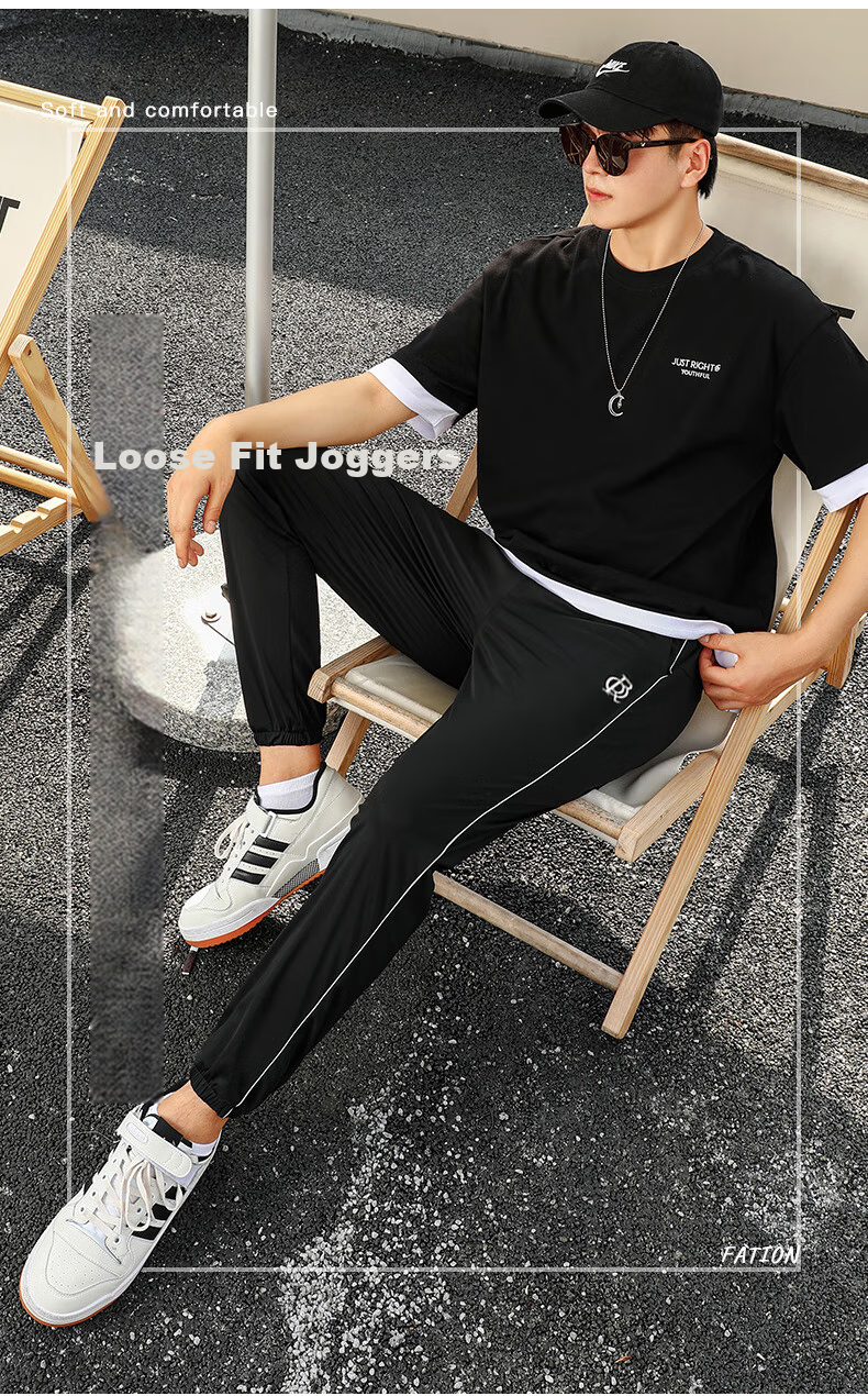 LangSha Ice Silk Quick-Dry Pants for Men And Women, Summer Breathable Cool-Feeling Sun Protection Trousers, Sports Running Fitness Reflective Striped Casual Pants 12