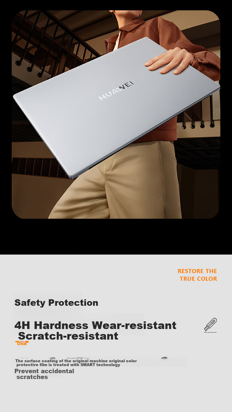 Jiasu Compatible with Huawei MateBook D16/D16 SE 2024 Model Case Film (MCLF-16), 16-Inch Laptop Body Protective Film, Full Set of Body Stickers 4