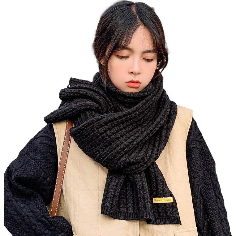 XUEXIMAN Women's Knitted Wool Scarf Versatile Korean Style Winter Red Cute INS Trendy New Year Neck Warmer for Students and Couples