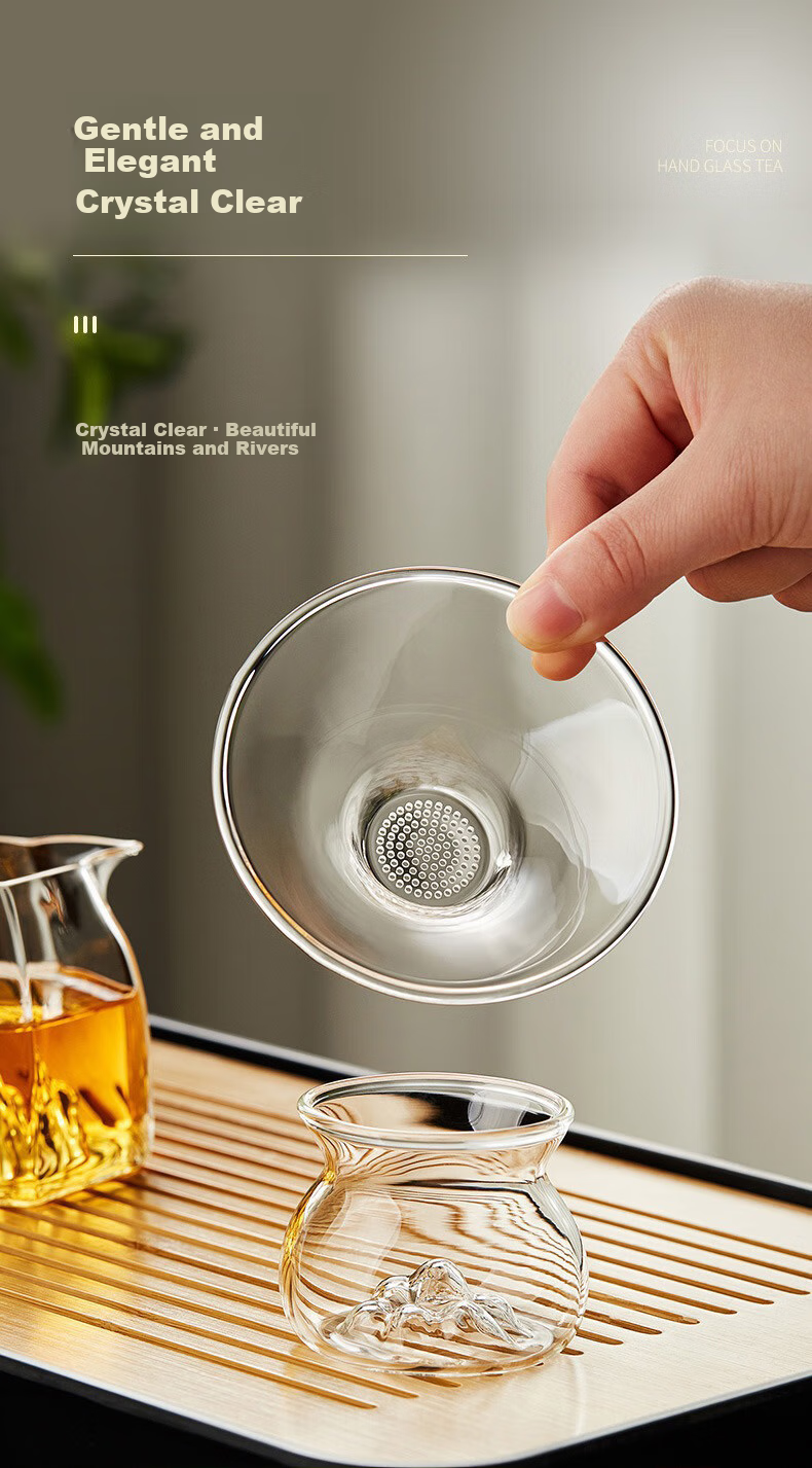 YIJUKE Glass Tea Strainer with Creative Tea Filter Mesh, Tea Infuser Funnel, Tea Accessory, Tea Filter 5