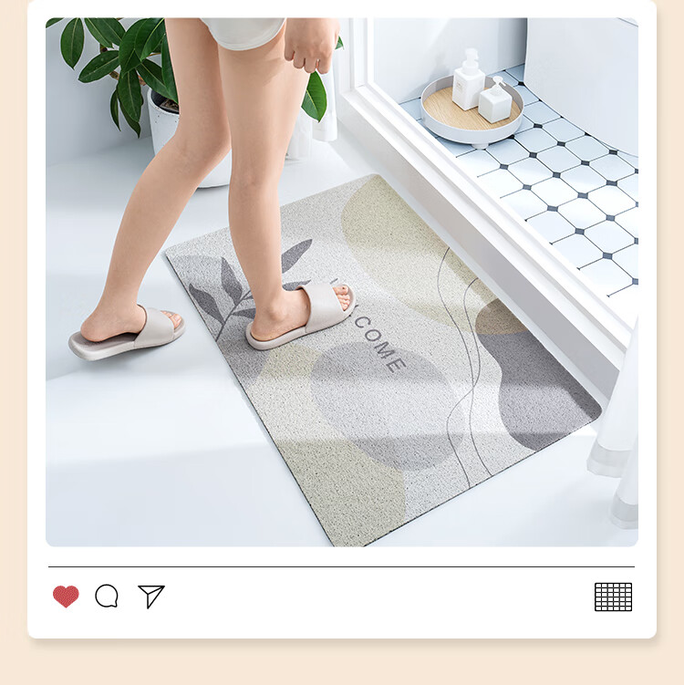 JD Jingzao Loop Printed Entrance Door Mat Dust Removal Foot Mat Cuttable Non-Slip 60x90cm Gray 12