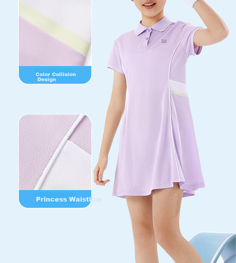 361° Children's Clothing, Girls' Summer Dress for Older Kids, Quick-Dry Breathable Sports Outdoor Dress, Pink, Size 130 9