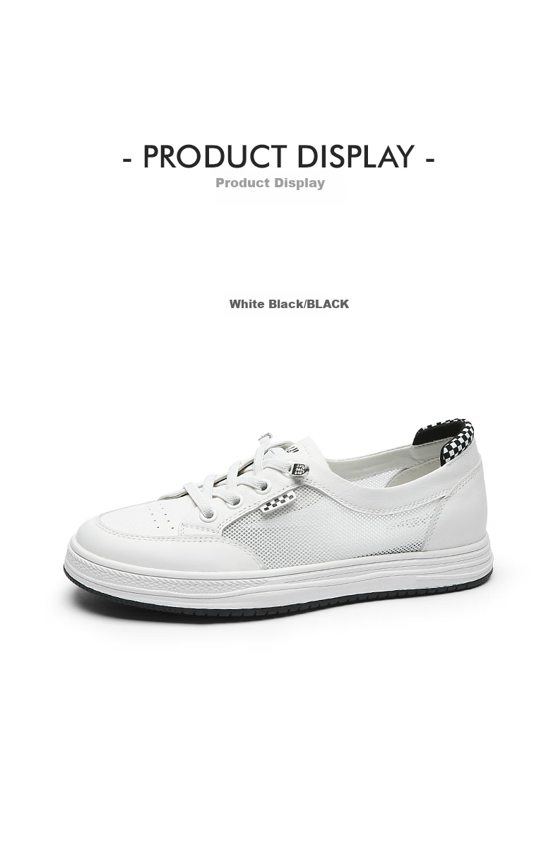 Goldlion Women's Shoes, Spring And Summer Simple White Sneakers, Breathable Mesh Upper, Slip-On Flat Casual Shoes for Women, 668220190, White Apricot Color, Size 38 5