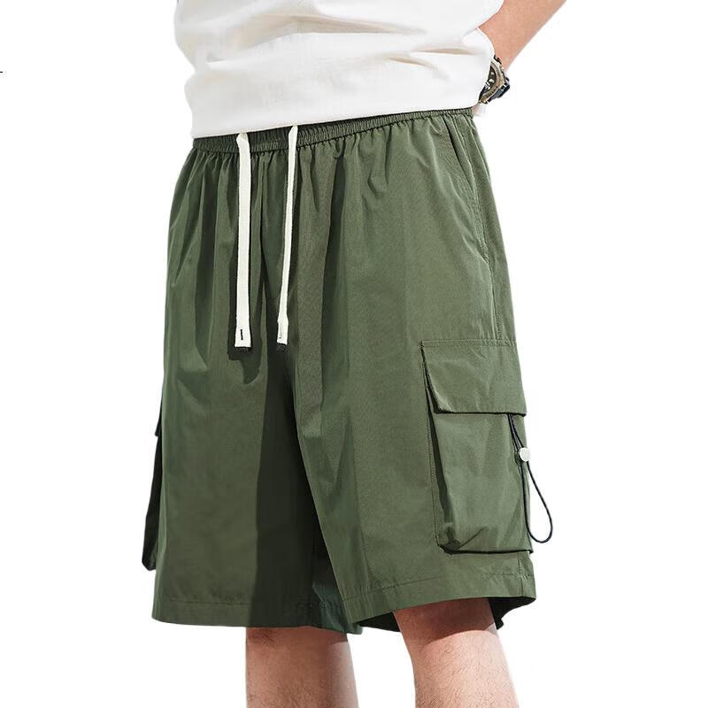 JEEP Men's Shorts, Summer Loose Casual Five-Point Cargo Pants, APK660, Army Green, XL