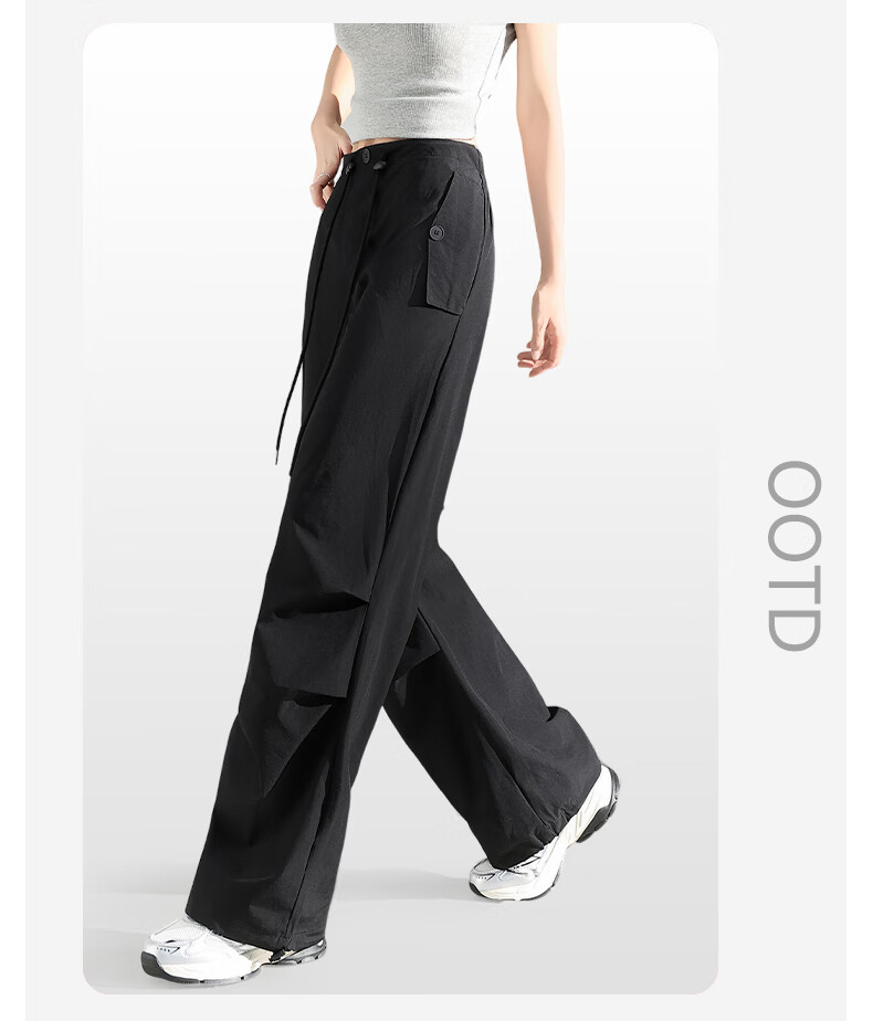FitonTon Women's Work Pants 2025 Autumn Winter New Drawstring Pleated High Waist Loose Casual Draped Straight-Leg Pants 23