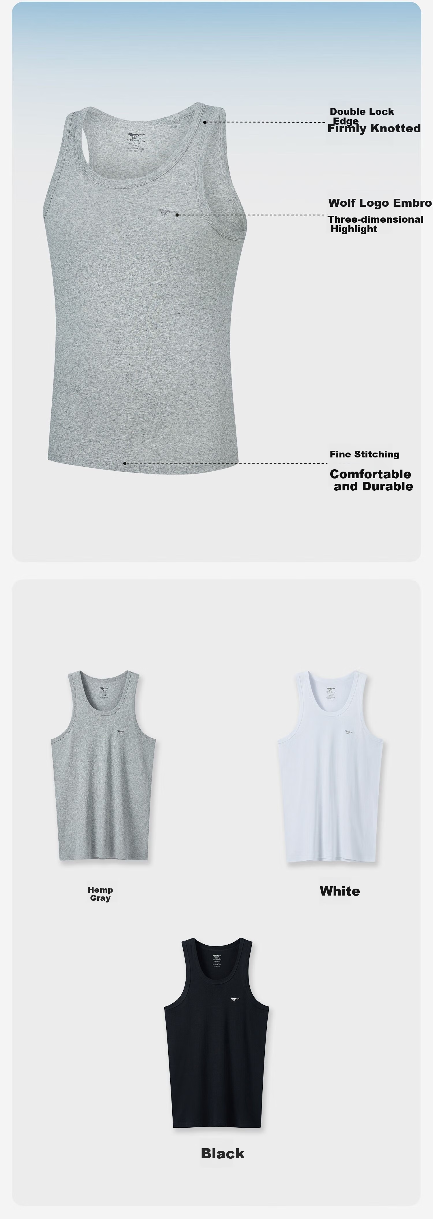 SEPTWOLVES Men's Cotton High-Elastic Vest, Sweat-Absorbing Breathable Sports Undershirt Vest 11