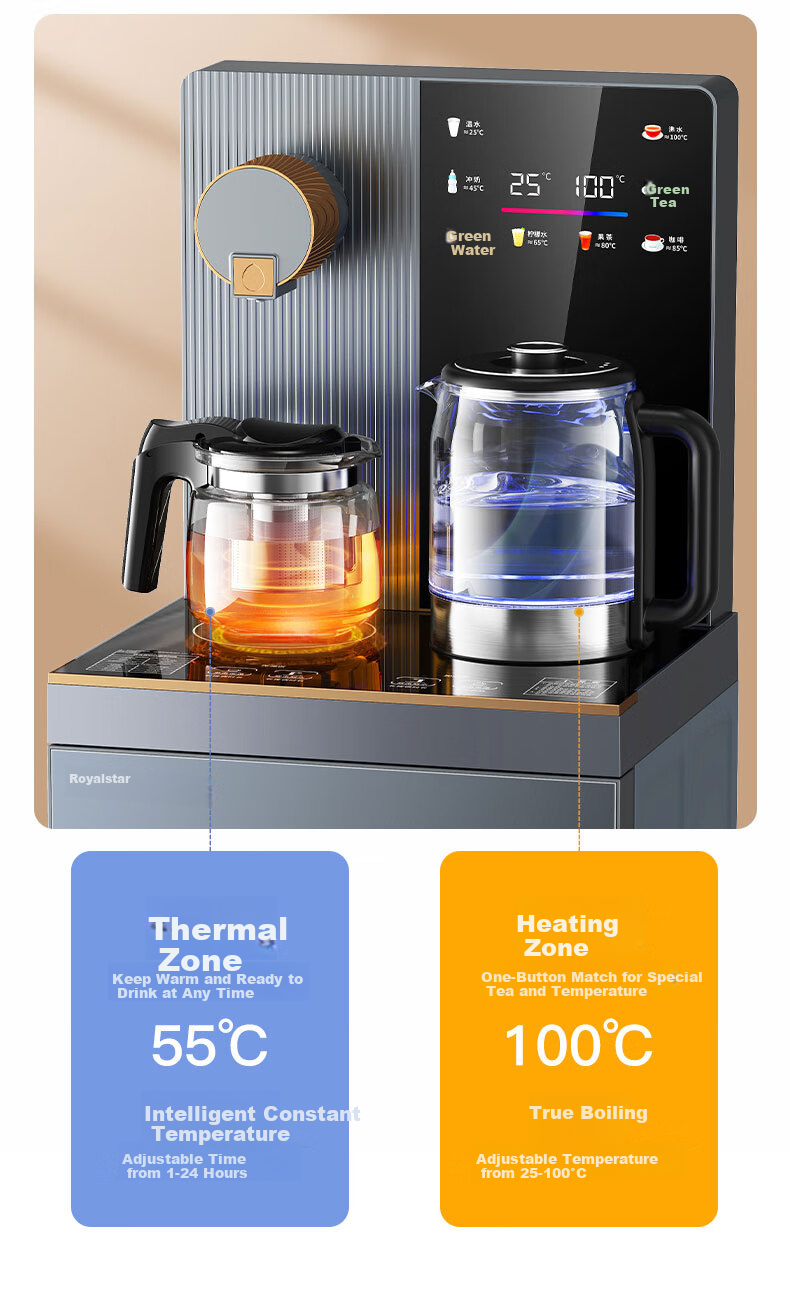 Royalstar Home Under-Counter Water Dispenser with Metal Side Panel, Voice Control, Remote Control, Running Light, Large Screen, Anti-Overflow Kettle And Tea Bar Machine Sold by JD Heating Model CY2835 7