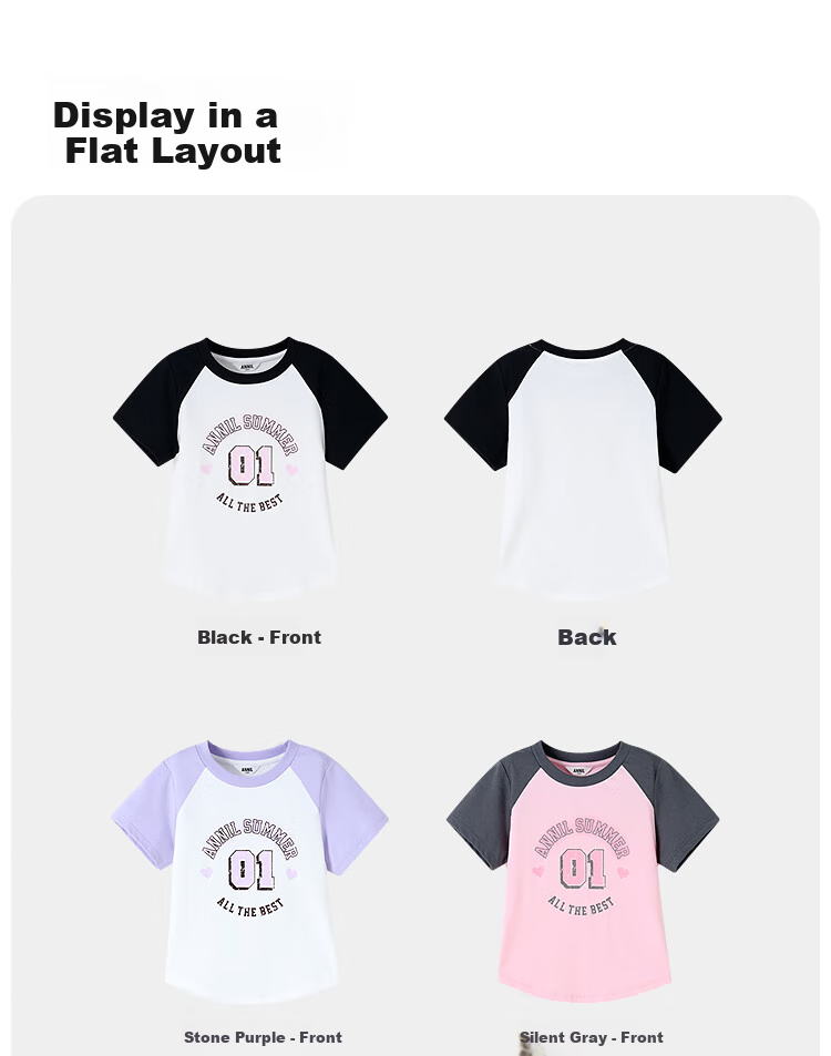 Annil Girls' Round Neck Short-Sleeve T-Shirt, 2025 Summer New Casual Cool-Feeling Quick-Dry Breathable Stretchy Fashio 11