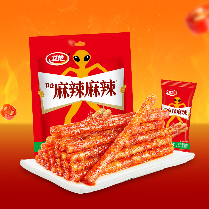 卫龙 辣条 麻辣味108g 小麻小辣 办公室休闲零食 小吃麻辣棒 独立小包
