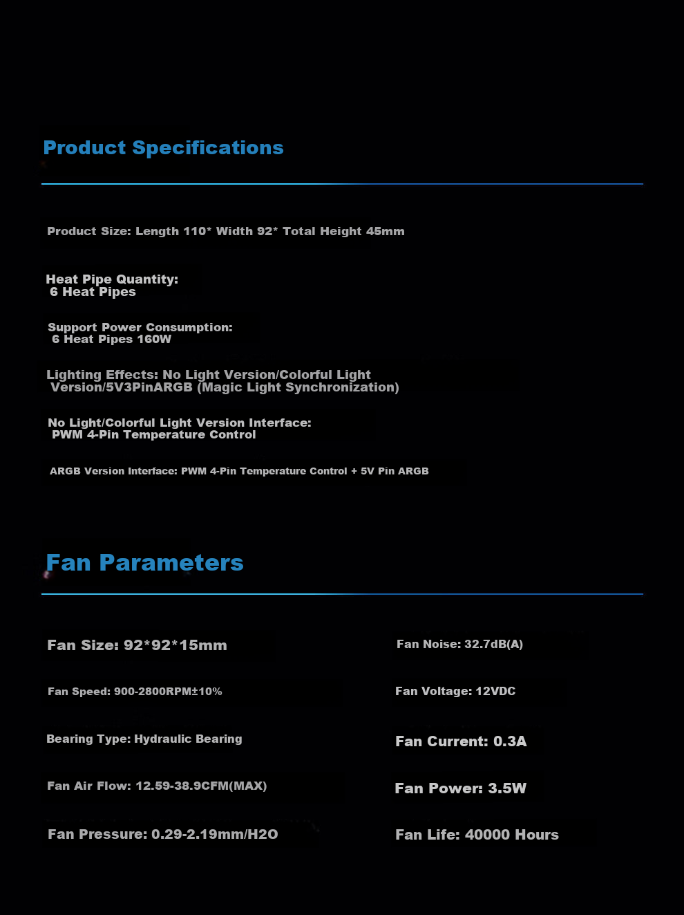 COXBYTE Bottom-Pressed CPU Cooler with 6 Heat Pipes/9.2cm Fan (Compatible with Intel/AMD), ITX Small A4 Case Air Cooling CFan-30V6 ARGB Synchronized Lighting 9