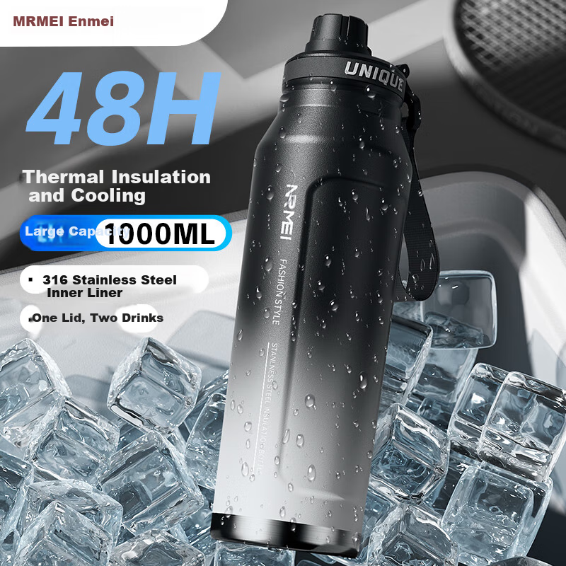 ERM Insulated Mug, Large Capacity Cold-Keeping Cup for Men, Student-Specific for School, Fitness Outdoor Cycling Portable Sports Water Bottle