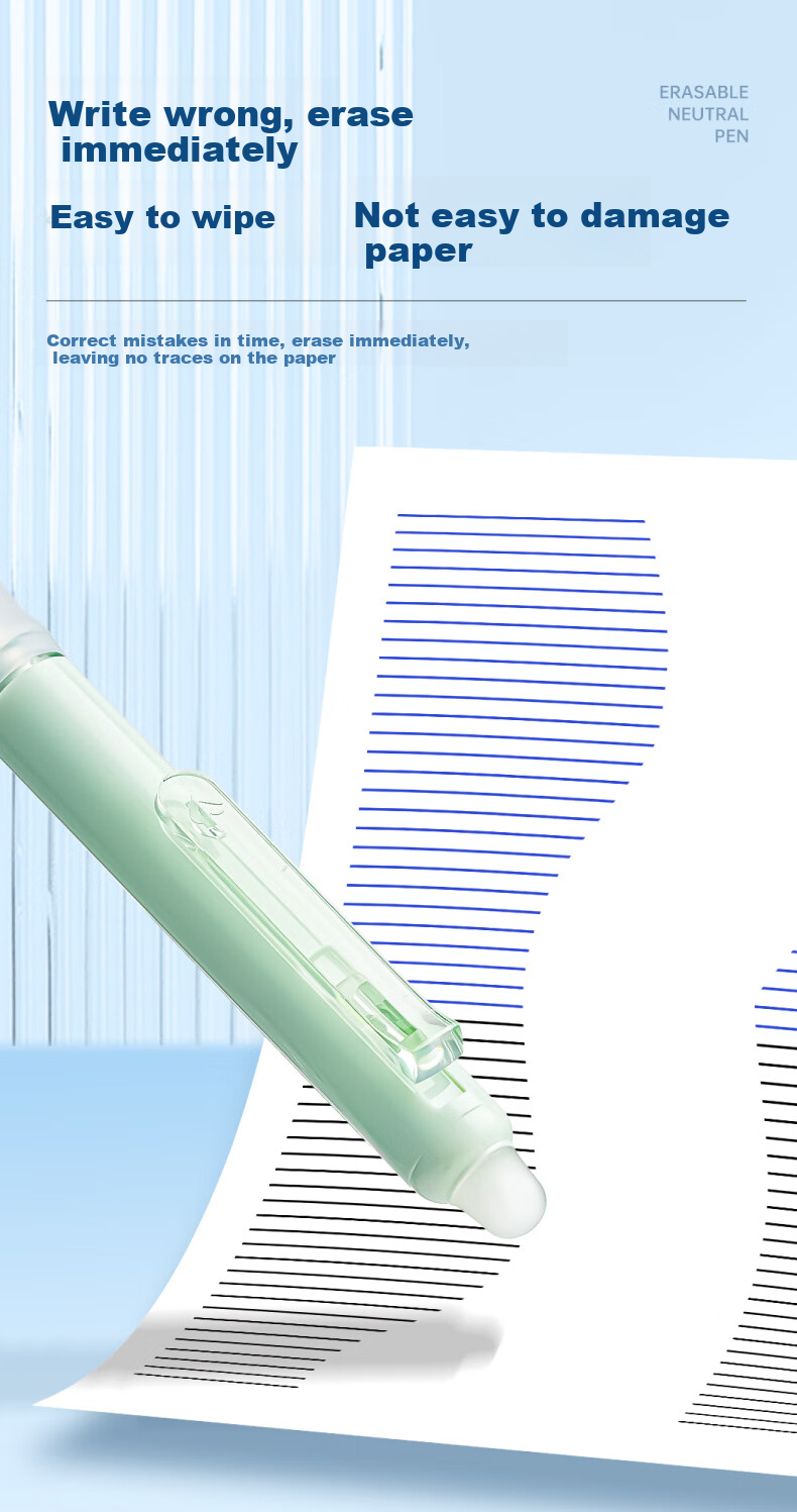 AIHAO Back-to-School Essential 0.5mm Erasable Gel Pen Blue Ink Retractable Student Writing Pen 12-Pack Model 45301 5