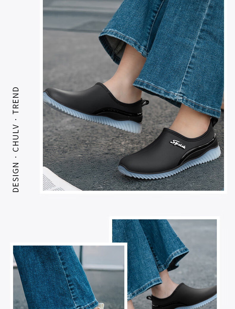 FOOTOPPO Women's Rain Boots, Ladies' Short Waterproof Shoes, Non-Slip Rubber Shoes, Summer Low-Top Adult Waterproof Boots, Fashionable Women's Overshoes 10