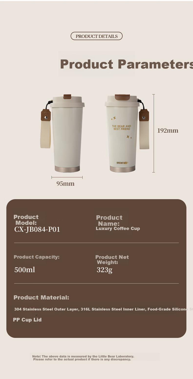 Bear Insulated Mug Coffee Cup 316L Stainless Steel Dual-Use High-End Water Bottle for Men And Women Silver 350ml Gift 14