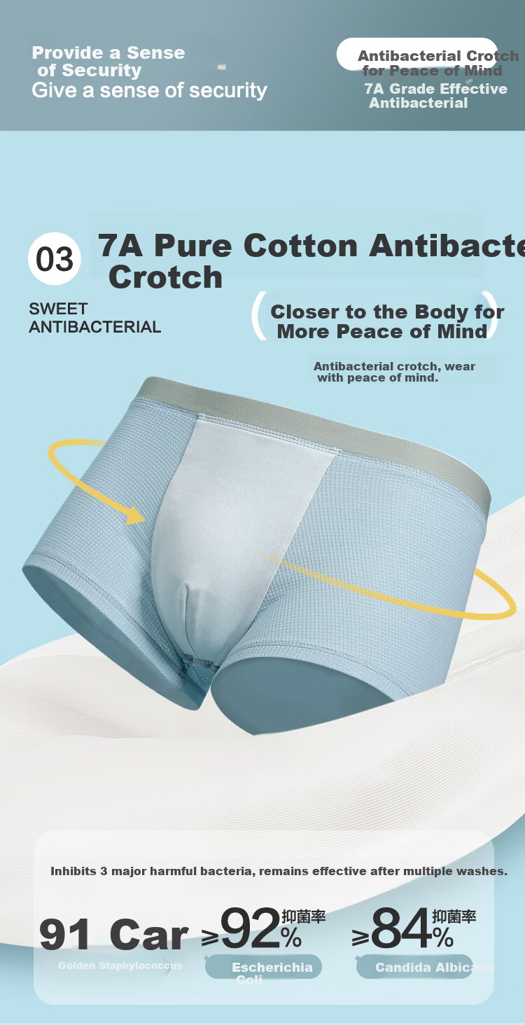 Hodohome Children's Underwear, Boys' 7A Antibacterial Pure Cotton Crotch Mesh Boxer Briefs, Boys' Color-Block Cotton Spandex Shorts, 303, Size 130 3