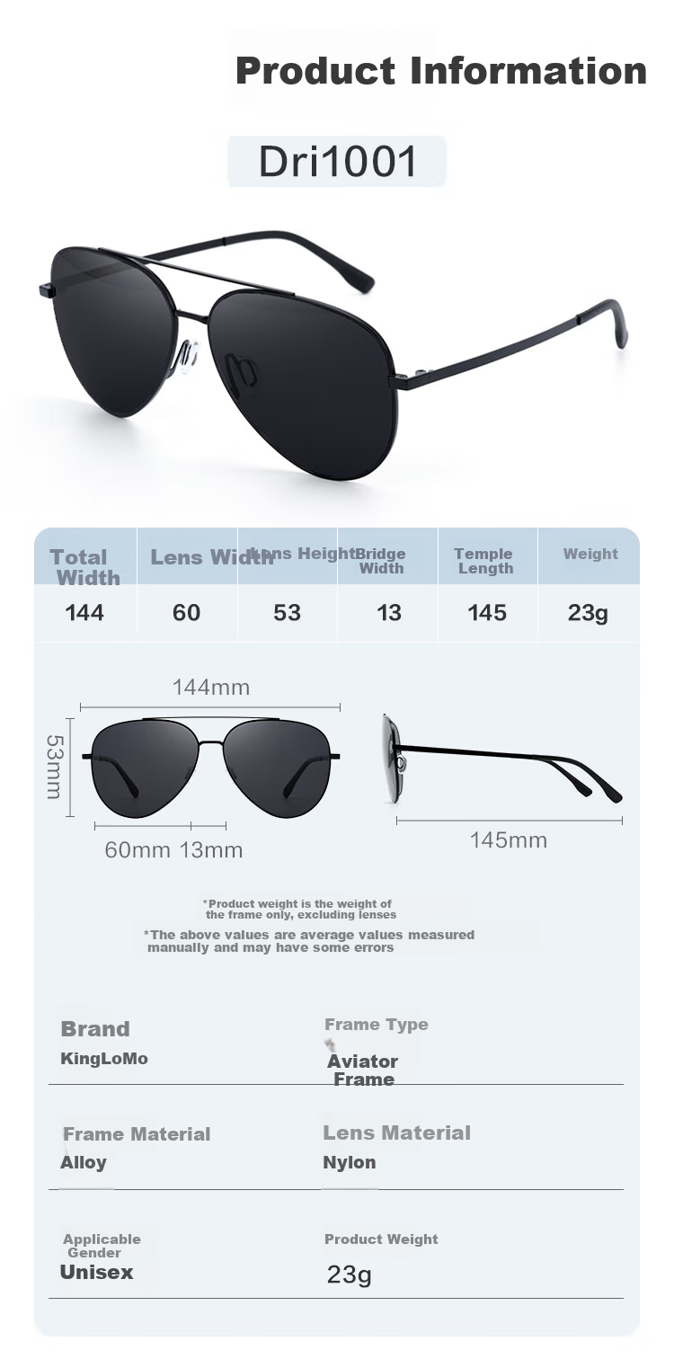 Jinglemu High-Definition Polarized Aviator Sunglasses for Men And Women, Driving-Specific Frog-Eye Glasses, Father's Day Gift, Black 8