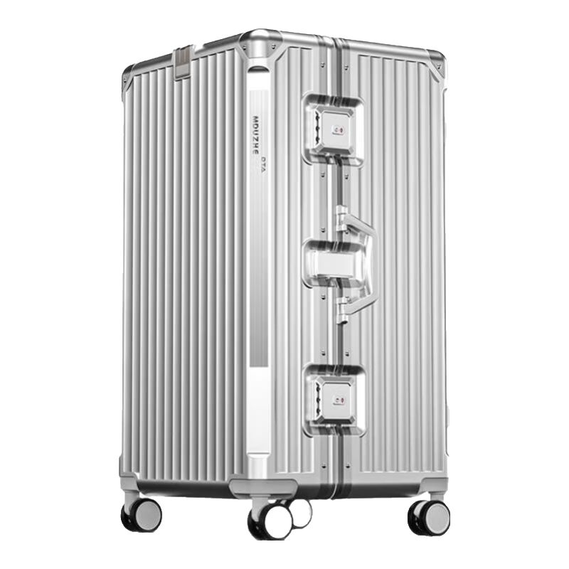 DTA Luggage Suitcase for Men And Women, Extra Large Capacity, Carry-On Travel Trolley Case, Student Password Leather Suitcase, Noble Silver, 26 Inches