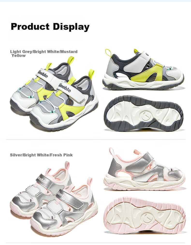 Ginoble Baby Walking Shoes Summer Boys and Girls Comfortable Breathable Sandals Beach Shoes GW1741 Light Gray/White 6