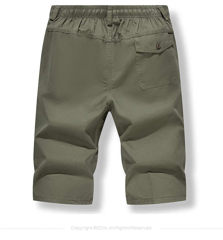 ROMON Summer Men's Pure Cotton Seven-Point Casual Breathable Drawstring Solid Color Simple Youth Workwear Beach Shorts 7
