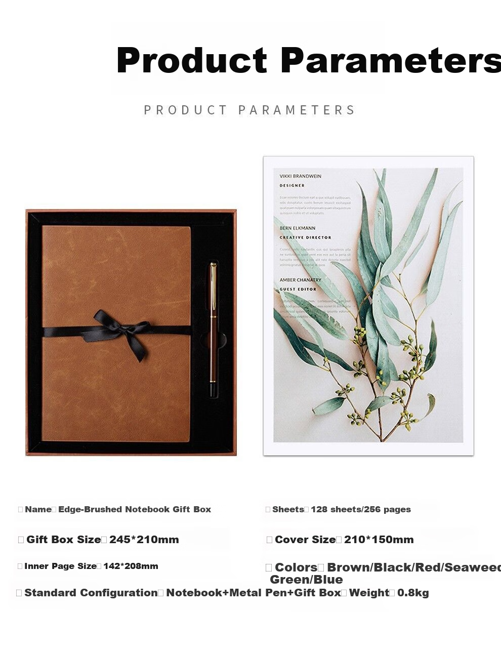 Faramon Notebook Gift Box Set, Journal Business Gift Set, Meeting Notebooks, Customizable, Seaweed Gree 9