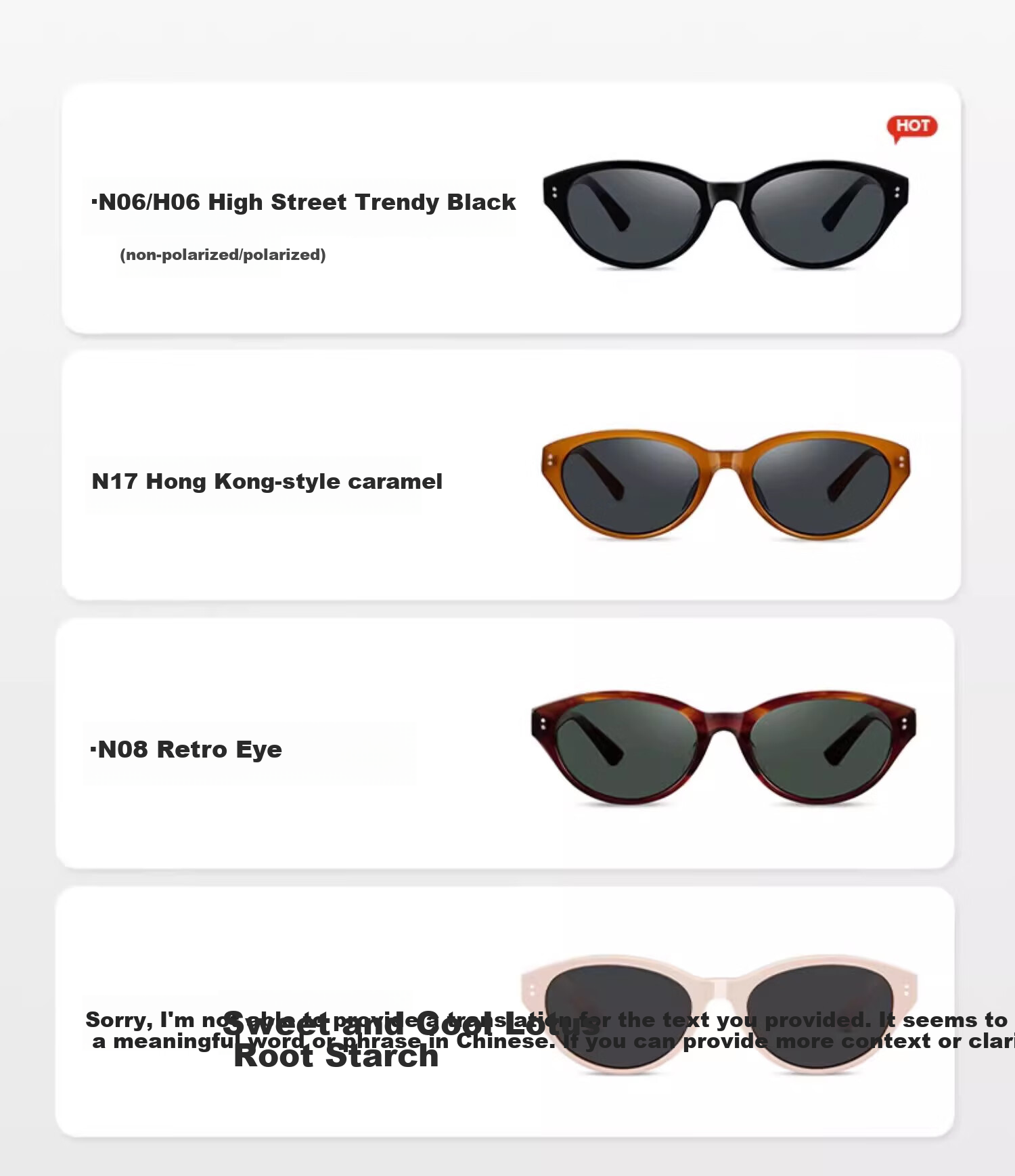 HORIEN Cat Eye Sunglasses, New Style for Men And Women, UV Protection, Sun Protection, Oval Frame, Trendy Small Frame, Retro Glasses 12