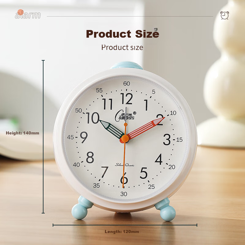 Будильник Compas Desktop Alarm Clock 2233 Orange для детей и студентов, простой настольный будильник, оранжевый