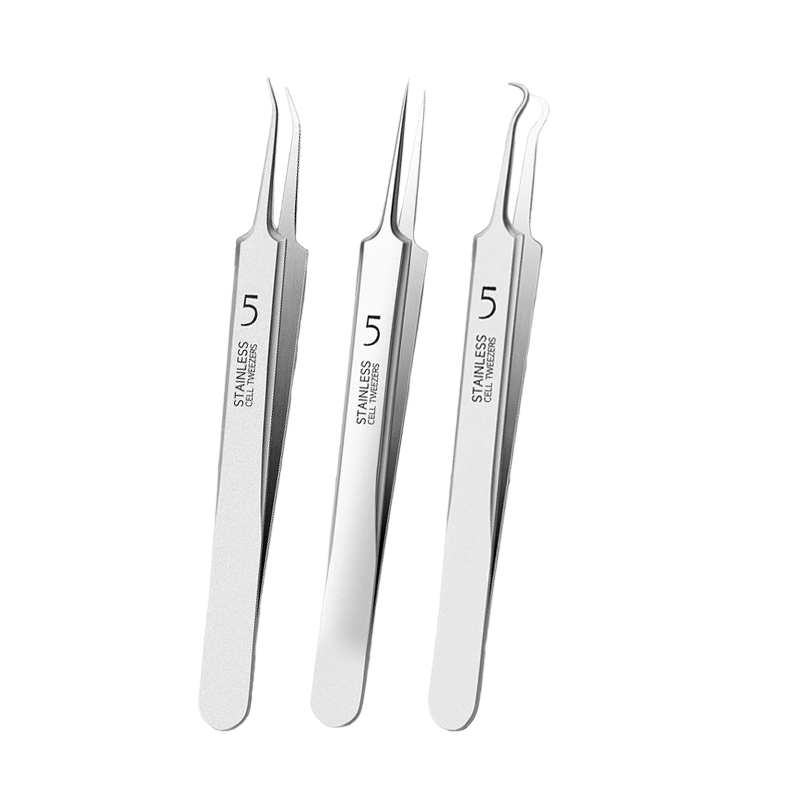 Meifuyu Ultra-Fine No. 5 Blackhead Extractor Tweezers 3-Piece Set for Removing Whiteheads And Acne, Beauty Salon Pimple Extracting Tool MF8725