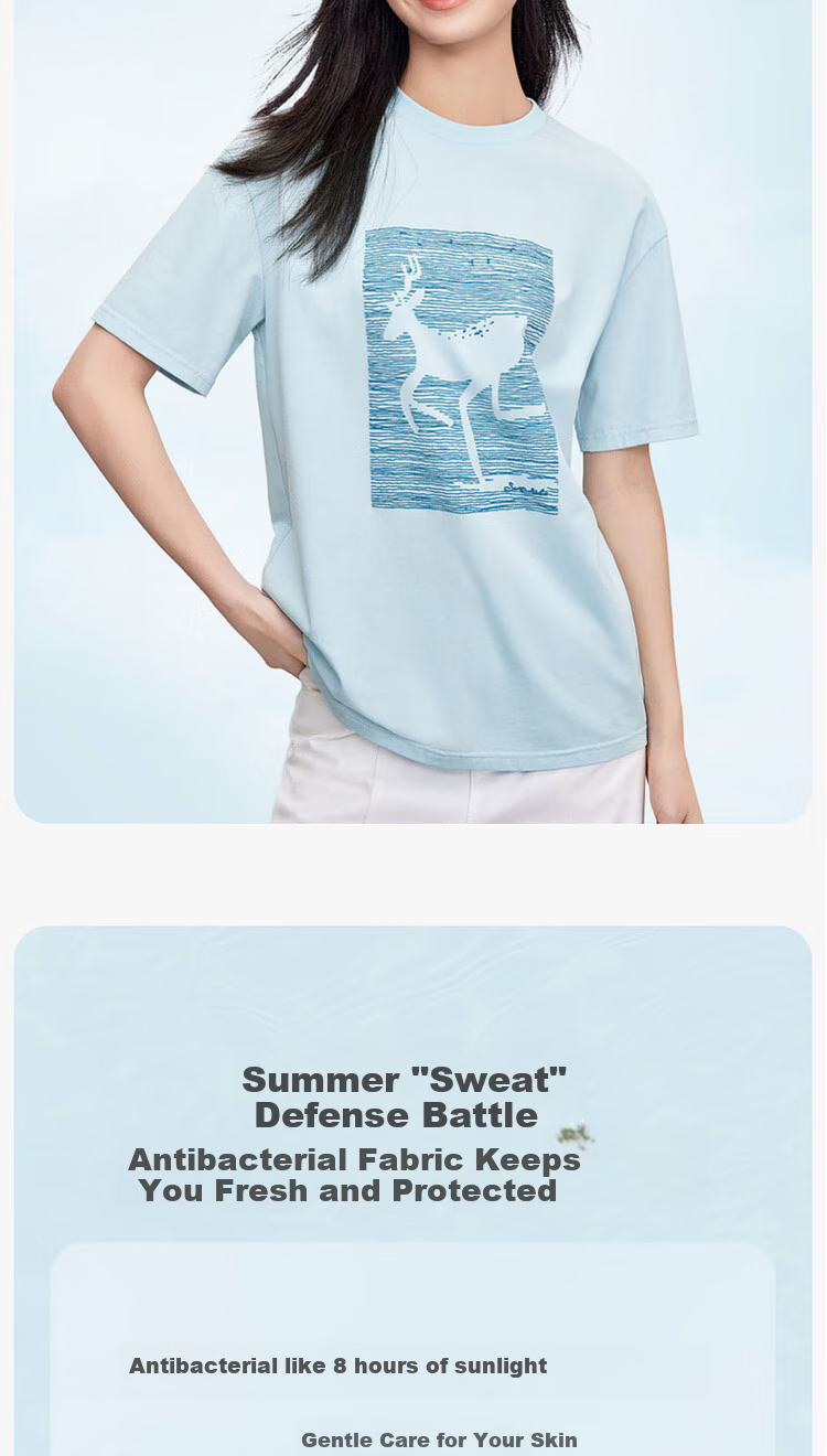 Shangdu Bila Cotton Casual Versatile Youthful T-Shirt Women Summer New High-End 3D Embossed Print Drop Shoulder Short Sleeve Top 4
