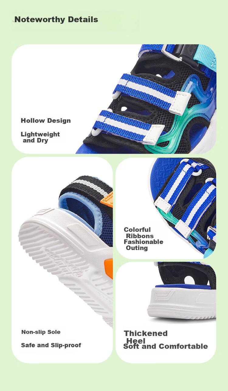 BALABALA Children's Sandals, Boys' Breathable Hollow-Out Shoes, New Summer Beach Shoes, Outdoor Footwear 6