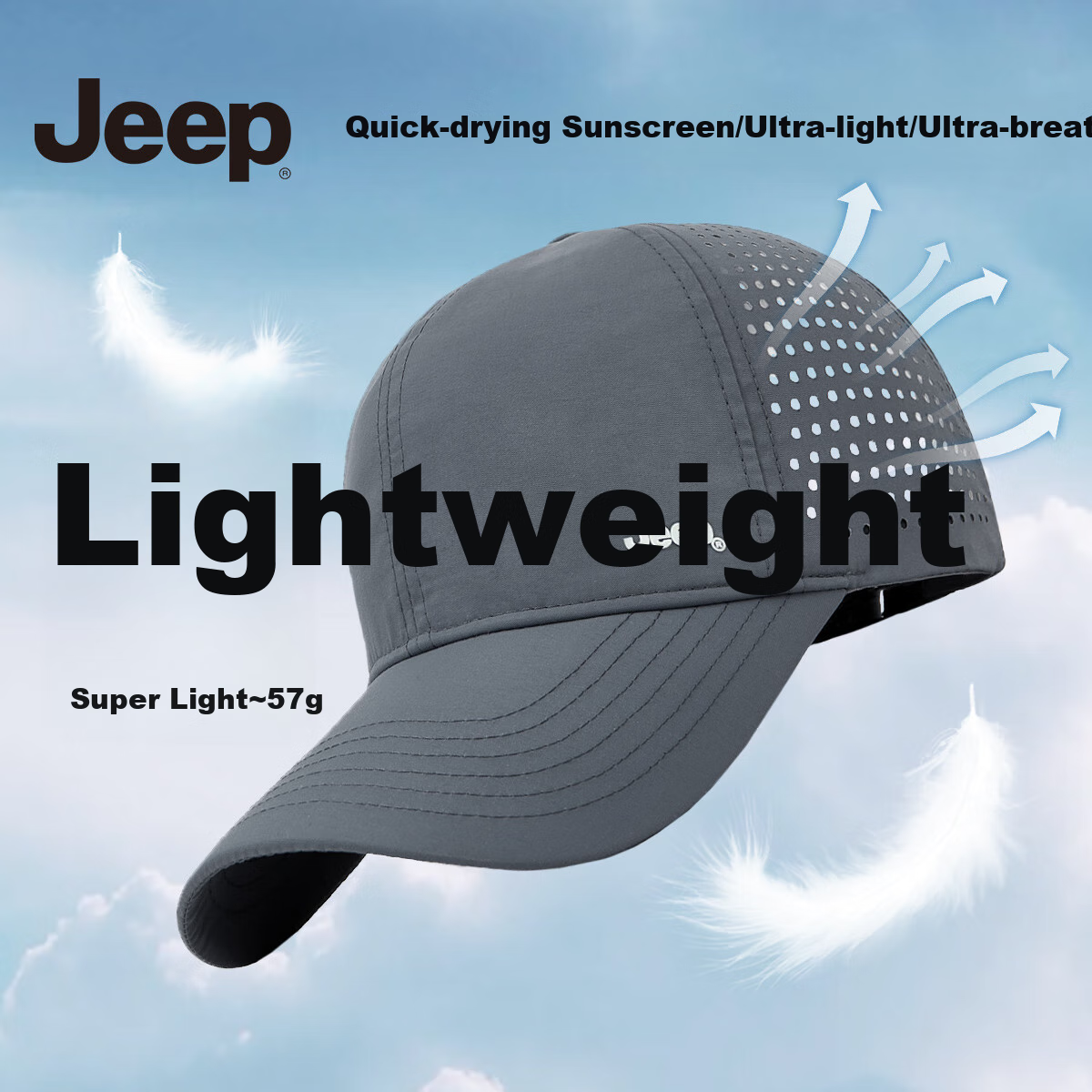 JEEP Baseball Cap for Men And Women, Summer Mesh Quick-Drying Sun Hat, Sports Casual Hiking Visor Cap