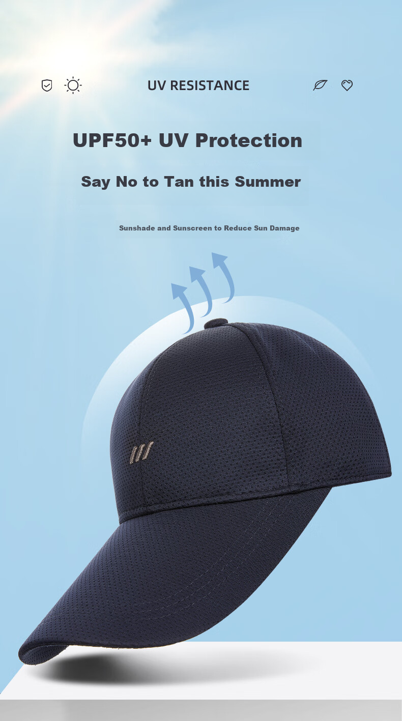Romon Men's Summer Mesh Lightweight Baseball Cap Outdoor Extended Brim Sun Protection Breathable Sunshade Hat 6