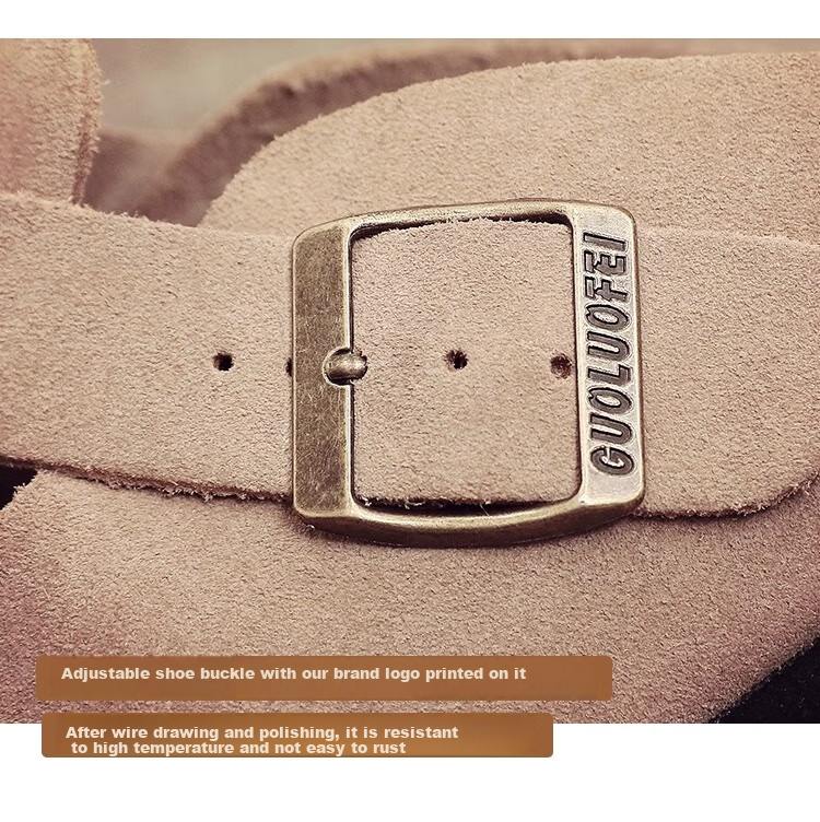 GUOLUOFEI Cork Shoes Birkenstock-Style Shoes Couple Fashion All-Season Men's And Women's Slippers Outdoor Wear Cowhide Closed-Toe Shoes Coffee Color Size 38 7