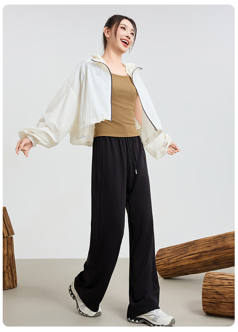 I'd Casual Loose Straight Wide-Leg Pants for Women, 2026 Early Autumn Wear, Flowy Floor-Length American-Style Sweatpants, Night Black, Size L 12