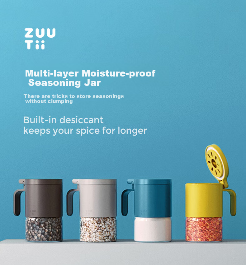 Zuutii Canadian Seasoning Container, Moisture-Proof Spice Jar, High Borosilicate Seasoning Bottle for Kitchen Salt Sugar Condiment Container, Lemon Yellow 1