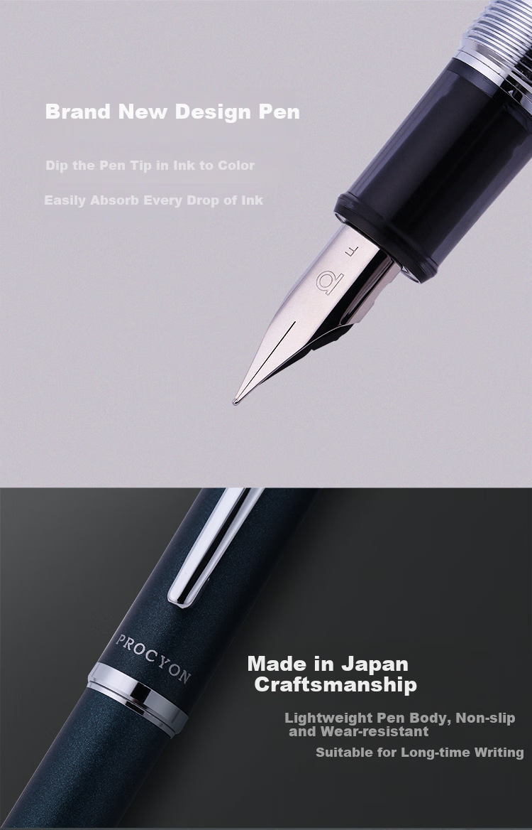 PLATINUM Fountain Pen PNS-5000 Fountain Pen PROCYON Handwriting Practice Iridium Nib with Replaceable Ink Cartridge, Lemon Yellow, Fine Nib 5