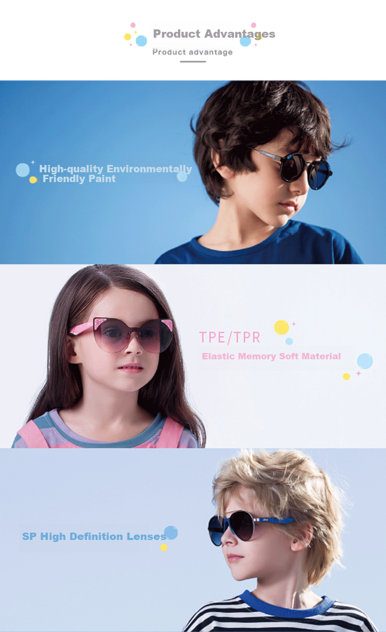 Anbay Children's Sunglasses Set, Boys' Fashionable Lightweight Sunglasses, Can Be Worn Over Prescription Glasses, Simple And Clear, Girls' UV Protection Sunglasses 2