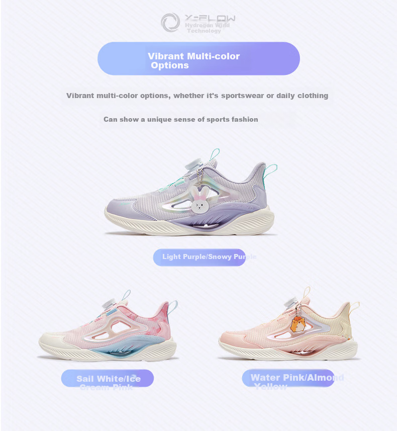 XTEP Children's Shoes [Hydrogen Wind 8.0 Foot Protection] Breathable Cage Rotating Buckle Running Shoes, Light Purple/snow Purple, Size 36 17